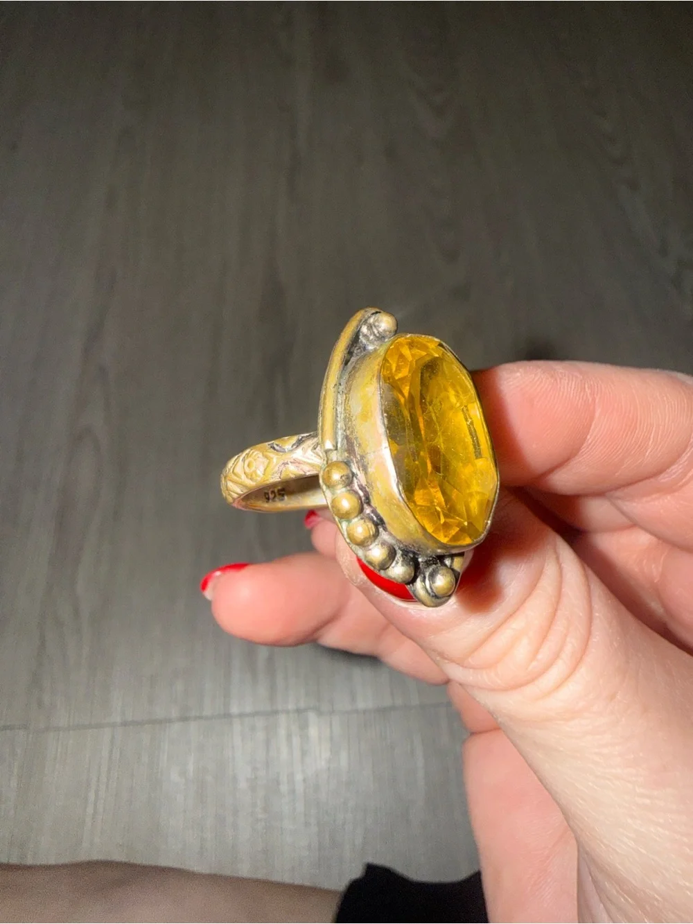 925 Sterling Silver Statement Ring - Size 8
